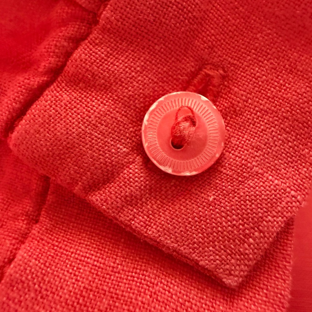 Eileen Fisher Womens Medium Coral Red Linen Button Down Long Sleeve Shirt Tunic - Picture 15 of 16